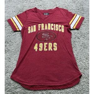 NFL San Francisco 49ers Women's Bedazzled‎ Glitter Shirt Football Spellout M
